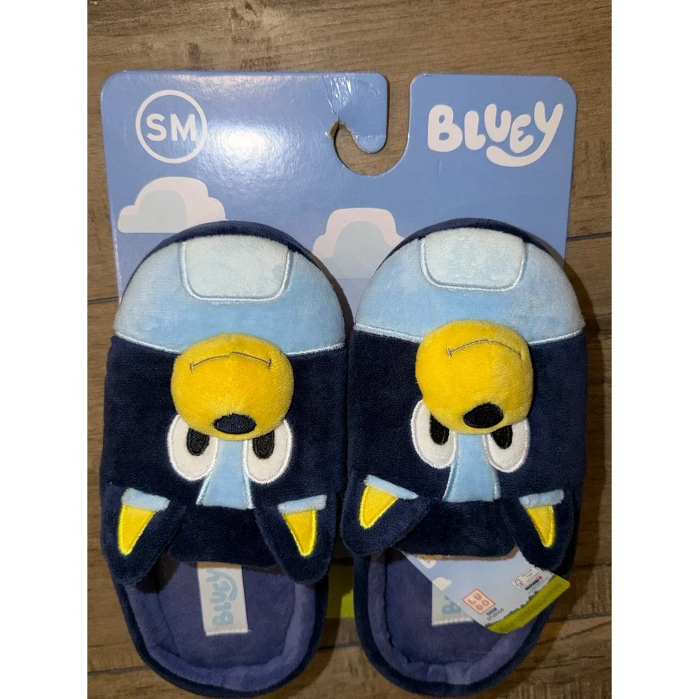 Bluey Kids Blue Slippers Size SM Small Bluey‎ Character Plush Slippers 5/6 NEW